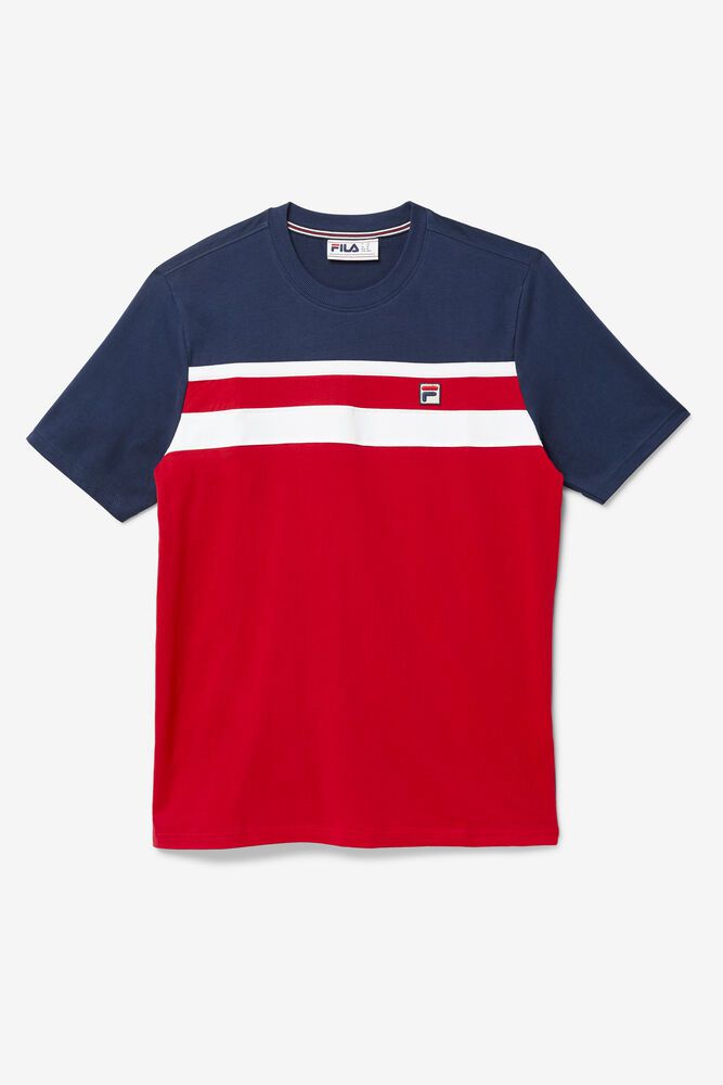 Fila T-Shirt Dover Mens Red/Navy - India VLA-935720